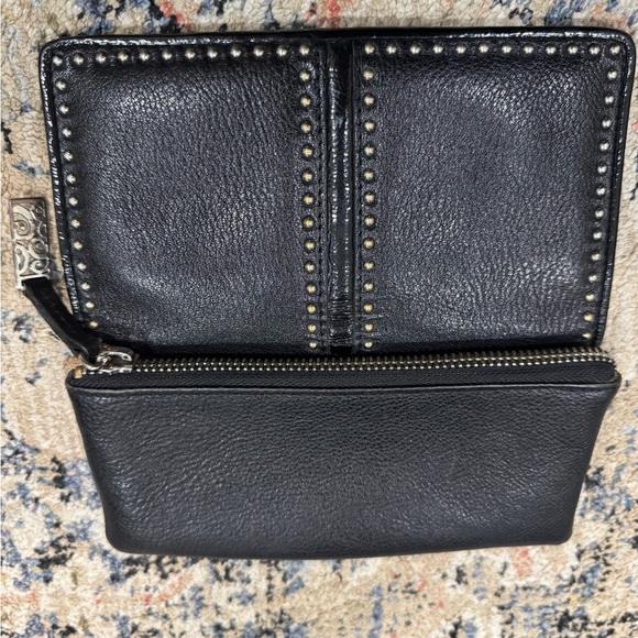 Brighton Silver Studded Black Leather Bifold Wallet - Picture 8 of 15